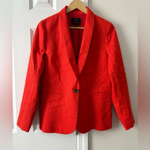 J. Crew Parke Red Linen Blazer - Picture 2 of 10